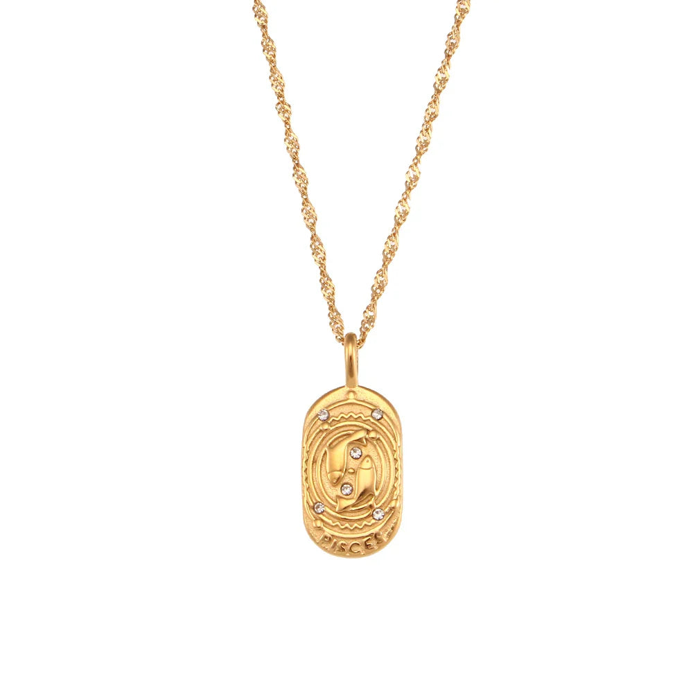Waterproof Hypoallergenic Zodiac Zircon Necklace
