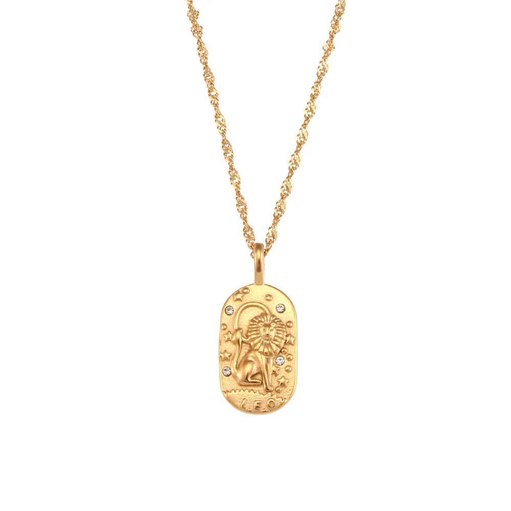 Waterproof Hypoallergenic Zodiac Zircon Necklace