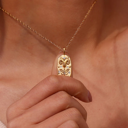 Waterproof Hypoallergenic Zodiac Zircon Necklace
