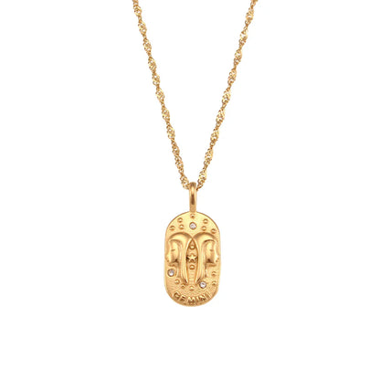Waterproof Hypoallergenic Zodiac Zircon Necklace