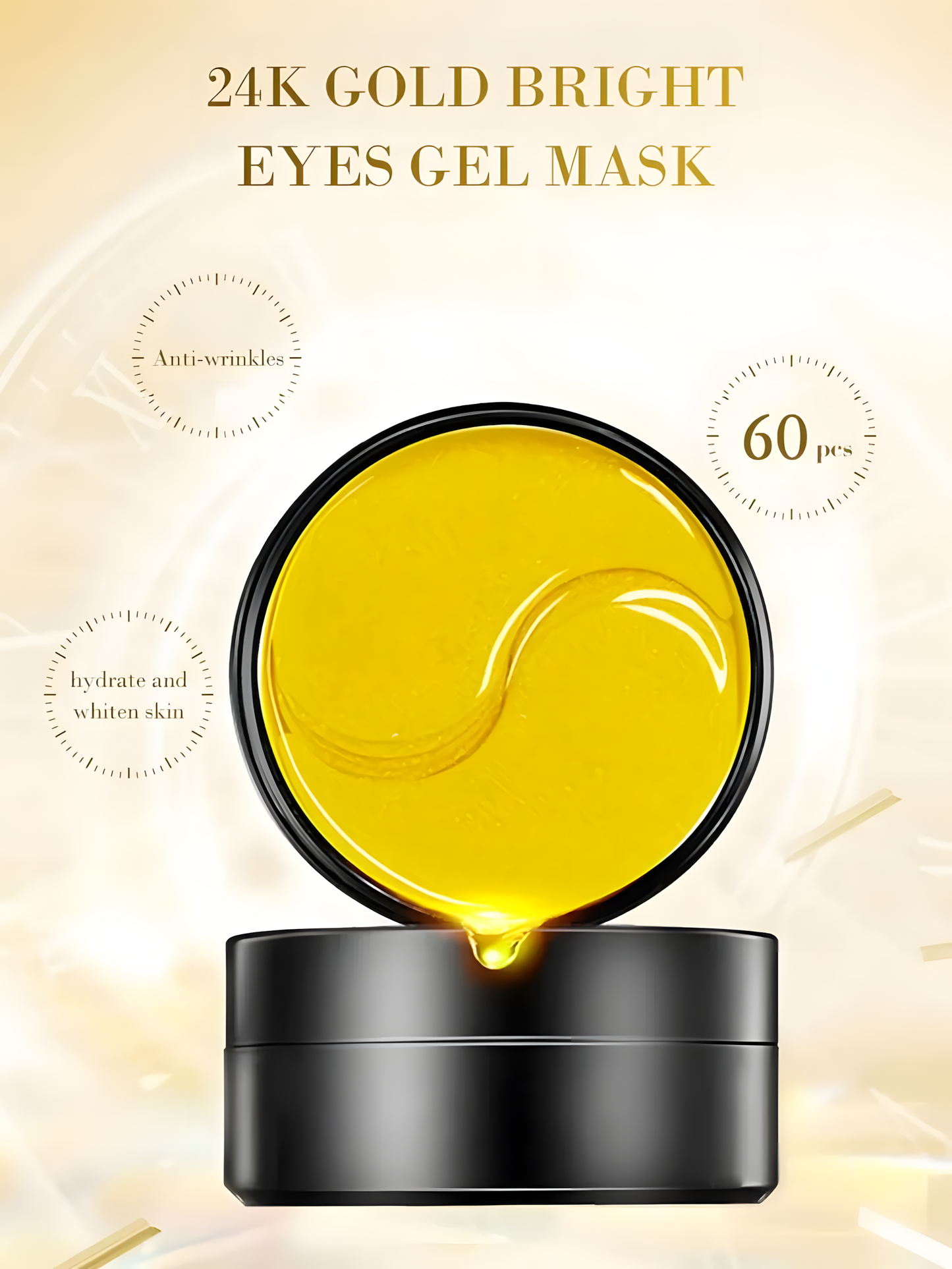 60pcs Gold Collagen Eye Masks – Hydrating, Anti-Fatigue & Nourishing