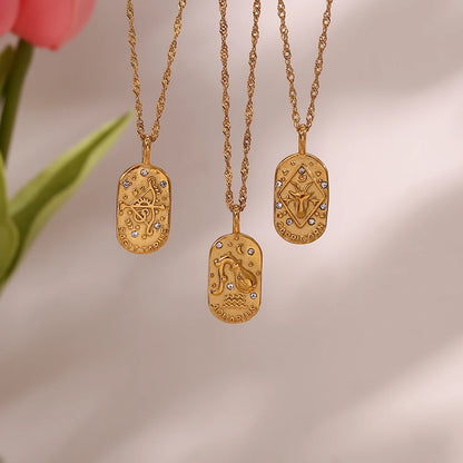 Waterproof Hypoallergenic Zodiac Zircon Necklace