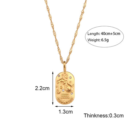 Waterproof Hypoallergenic Zodiac Zircon Necklace