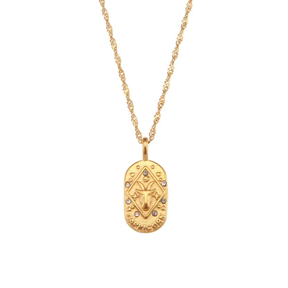 Waterproof Hypoallergenic Zodiac Zircon Necklace