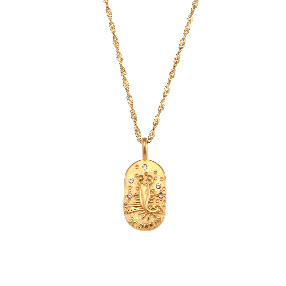 Waterproof Hypoallergenic Zodiac Zircon Necklace