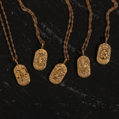 Waterproof Hypoallergenic Zodiac Zircon Necklace