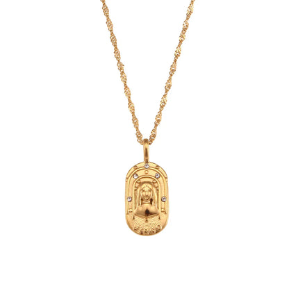 Waterproof Hypoallergenic Zodiac Zircon Necklace