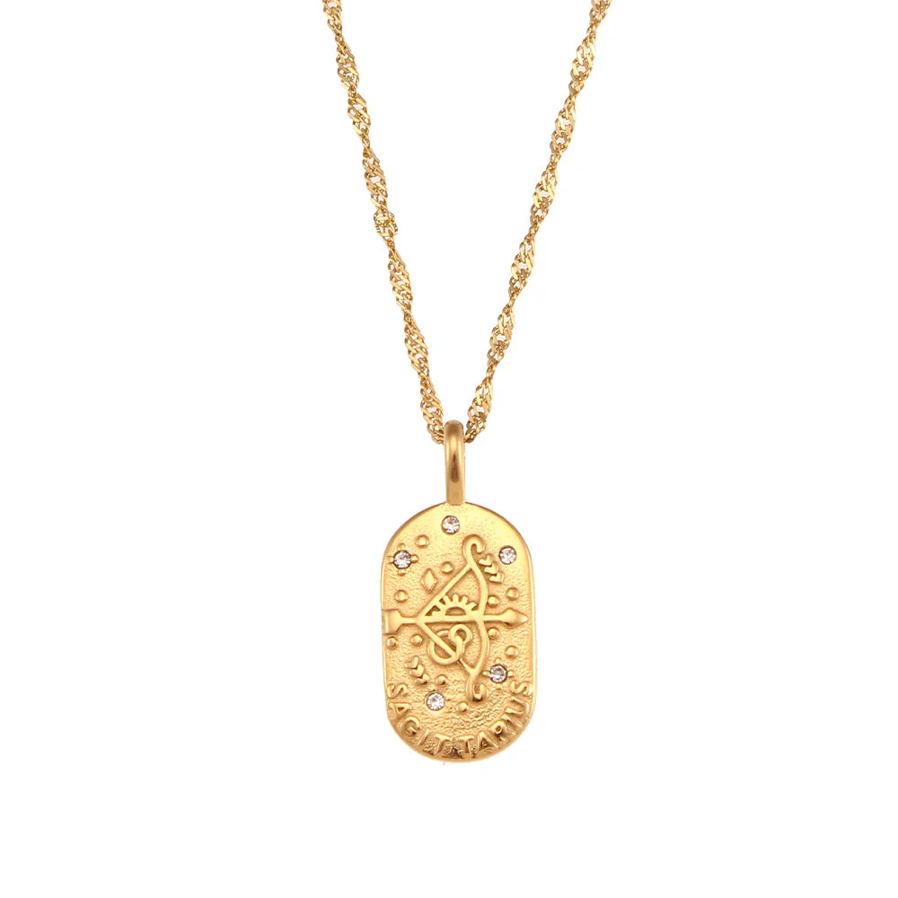 Waterproof Hypoallergenic Zodiac Zircon Necklace